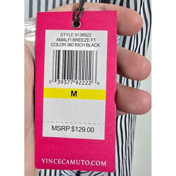 Vince Camuto Maxi Dress Medium Striped Floral Sundress Side Slit Artsy Classic - Picture 10 of 15